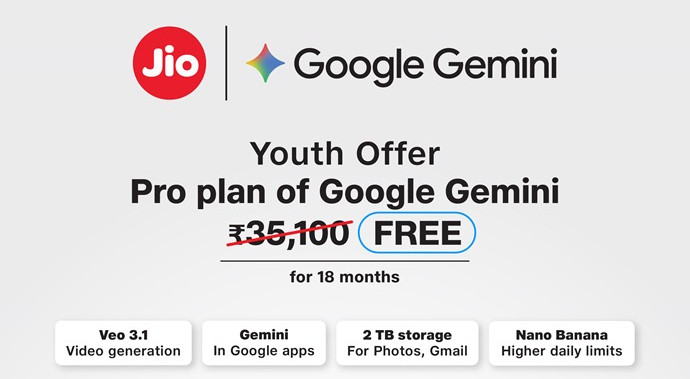 Google to offer Gemini Pro subscription free to Jio users